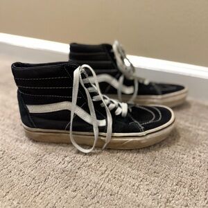 Vans Off The Wall Sk8 Hi Black White Stripe High Top Skate Sneakers Size 8.5